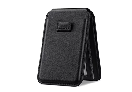 5-Card Magnetic Leather Phone Card Holder with RFID Blocking and Folding Kickstand (Support OEM/ODM)
